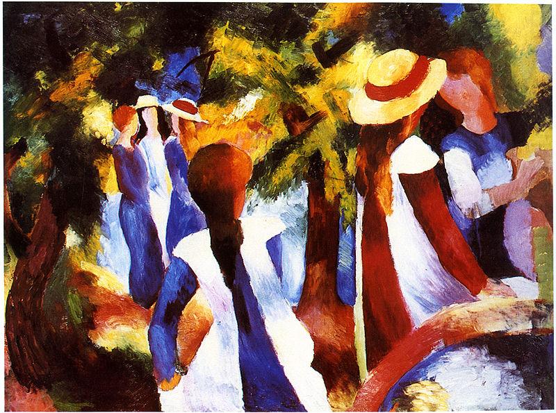 Madchen unter Baumen, August Macke